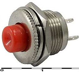 KK010 Кнопка PSW-3-R off-(on) на замыкание, без фиксации 220в 0.3а, шток 6мм, ф=12мм, 