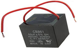 Конденсатор пусковой 50мкф*~450 VAC CBB61 (неполярный). 