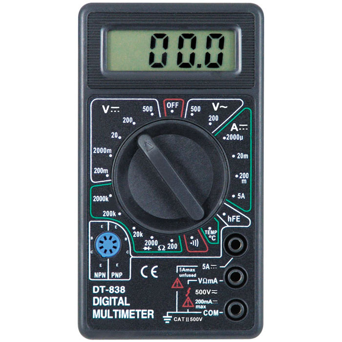 Мультиметр DT-838, прозвонка/ температура/ напряжение/ сопротивление, 