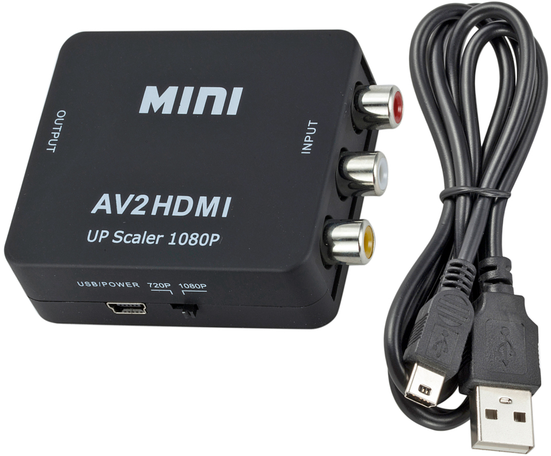827a Адаптер-переходник 3RCA->HDMI (Video+Audio stereo) Питание 5v miniUSB, 