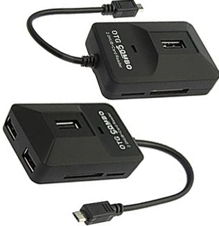 Картридер USB OTG COMBO Card Reader для смартфонов (3 USB-разъёма, 1 SD, 1 MicroSD 
