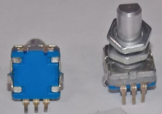 энкодер 5 pin с кнопкой (20) (R26) Вал 6 мм, металл, лыска, крепеж п/гайку 12x11,8x19,6 мм 