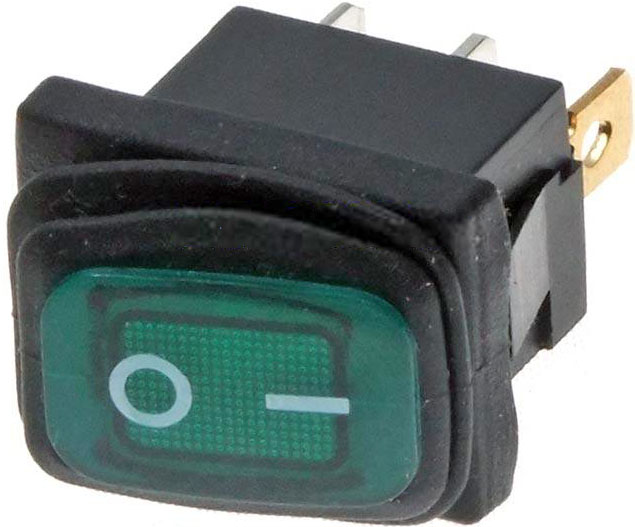 KR09c Выключатель SB008-220V IP65 on-off 3pin подсветка 220в 13х19мм, 