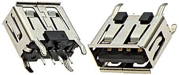 UA10 Гнездо USBA-1JS = USB A-FSB4 укороченное, вертикальное, 4 крепления 