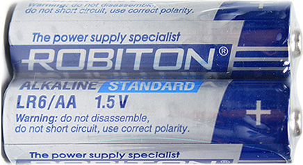 Элемент питания щелочной ROBITON STANDARD LR6 AA 1.5v, 1 шт. 