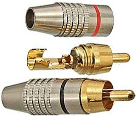 B07 Штекер RCA металл позолоченный (Ni/G) на кабель 6 мм разборный (красный черный) 1.070 /7-0218 / RP-213 