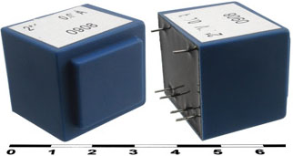 Трансформатор 220-> 6+6v 2,5W 0.2A 27x32x30мм ТПК-2 (ТПГ-2) 