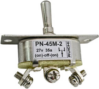 KU33 Тумблер PN-45M-2 on-off-on 3pin, без фиксации, 27в 35а (аналог ПН-45М2) 