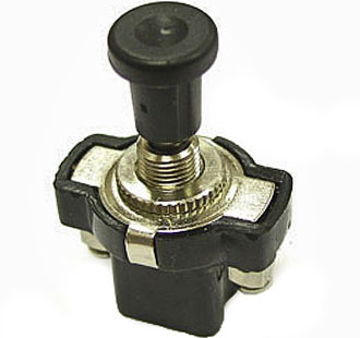 KK52 Выключатель ASW-05 L7 on-off с фиксацией, ф=8 мм (крепёж на корпус, провод на винтах, без пайки) 