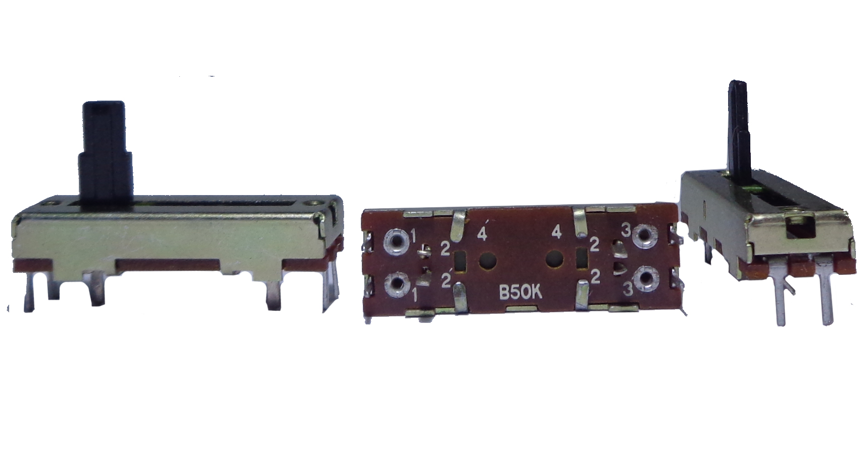 Резистор переменный 2*50к импортный ползунковый 30 мм, 