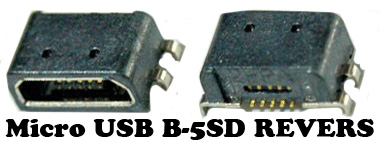 U30a Гнездо Micro USB B-5SD REVERS на плату (SMD) вверх ногами 