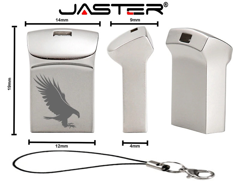 Флэш-накопитель информации USB JASTER 2.0 32 Gb сталь темяк, OTG- преходник 7 Mbit, чтение 18 Mbit