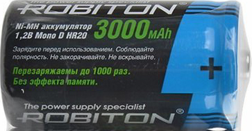 Аккумуляторы ROBITON NiMh R20 D 3000mAh 1.2v ПАРА