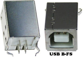 UB02 Гнездо USB B-FS на плату, в отв, вертикально, 