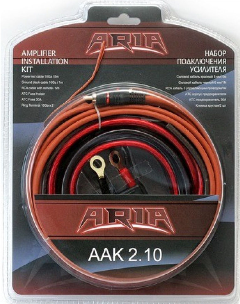 Комплект проводов ARIA AAK2.10 для 2-хканального усилителя 10AWG