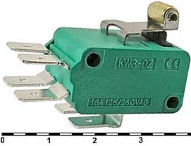 KP18a Микропереключатель MSW-07-1 (on)-(off) с роликовым рычагом 6pin, сдвоенный, 20х28х16 мм, 