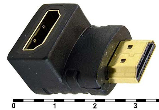 D63c Переходник штекер HDMI <=< гнездо HDMI угловой перевёрнутый /HDMI F/M-R (SZC-016) 