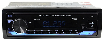Авто MP3 ACES AVH-2130BBT 4x50Вт / BT/ USB/ SD/ AUX/ FM/ 4RCA/ ПДУ синяя подсветка