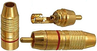 B09 Штекер RCA корпус gold, пайка /7-0222/ 
