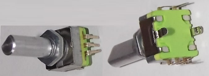 энкодер 5 pin с кнопкой (28) (R193) шток 20 мм, металл, лыска, крепеж п/гайку 11,7x11.9x26.4 