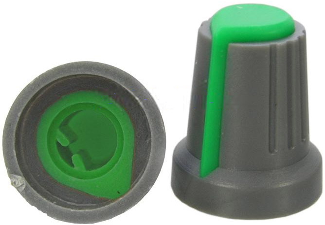 Ручка переменного резистора RR4817 6 мм полукруг, зелёный, 