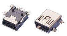 U72 Гнездо Mini USB (5F) 5S (SMD) на поверхность платы с 2 посадочными отверстиями 