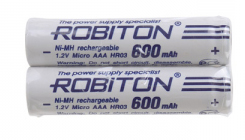 Аккумуляторы AAA (R3) 600mAh 1.2v NiMh ROBITON prof, цена за пару, 