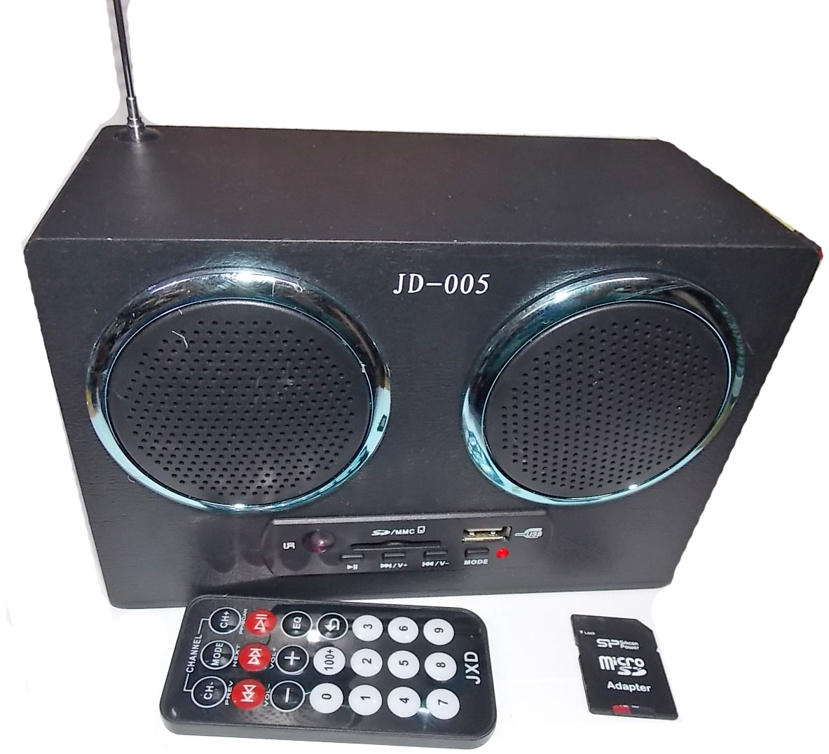 Мультимедиа проигрыватель с радио JD-005 2x2.7W, 5v пит., Li-ion аккумулятор, USB/SD/MP3