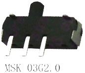 KV04 Переключатель движковый угловой 9х2х3 мм 3pin, 2 положения, шток 2 мм, MSK03AG2.0, 