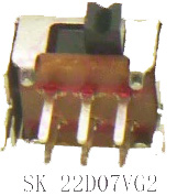 KV22 Переключатель движковый угловой SK22D07VG2 2 положения, шток 2мм, габарит 9*7*4мм 6pin, 