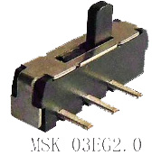 KV09a Переключатель движковый угловой MSK03E2.0 2 положения, шток 2мм габарит 9*2*3мм, 3pin, 