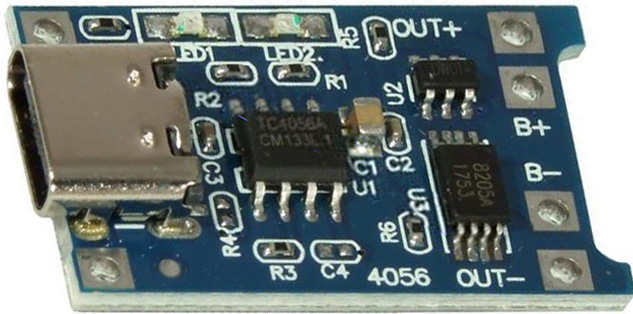 Плата контроллер для заряда и разряда литиевых аккумуляторов 3,7v TP-4056 5V 1A TYPE-C Battery Charging Отключает аккумулятор автоматически. 