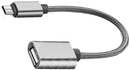 D77a Переходник гн. USB AF >=> шт. micro USB, OTG гибкий, прямой 0,15 м 