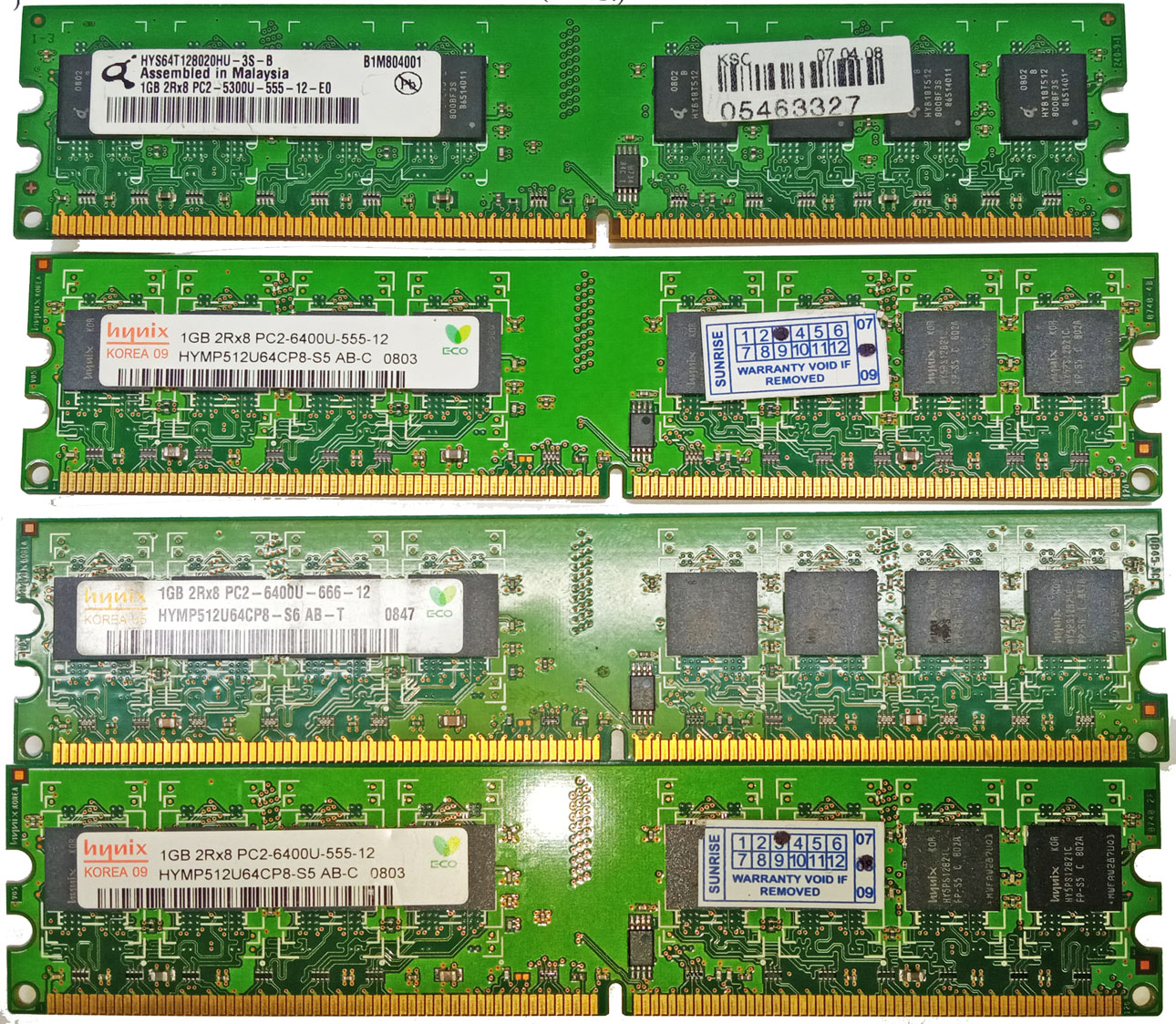 ����������� ������ 4 ������ 1GB DDR2 2Rx8 PC2 - 640DU -666 -12 HYMP512U64CPB-S6 AB-T