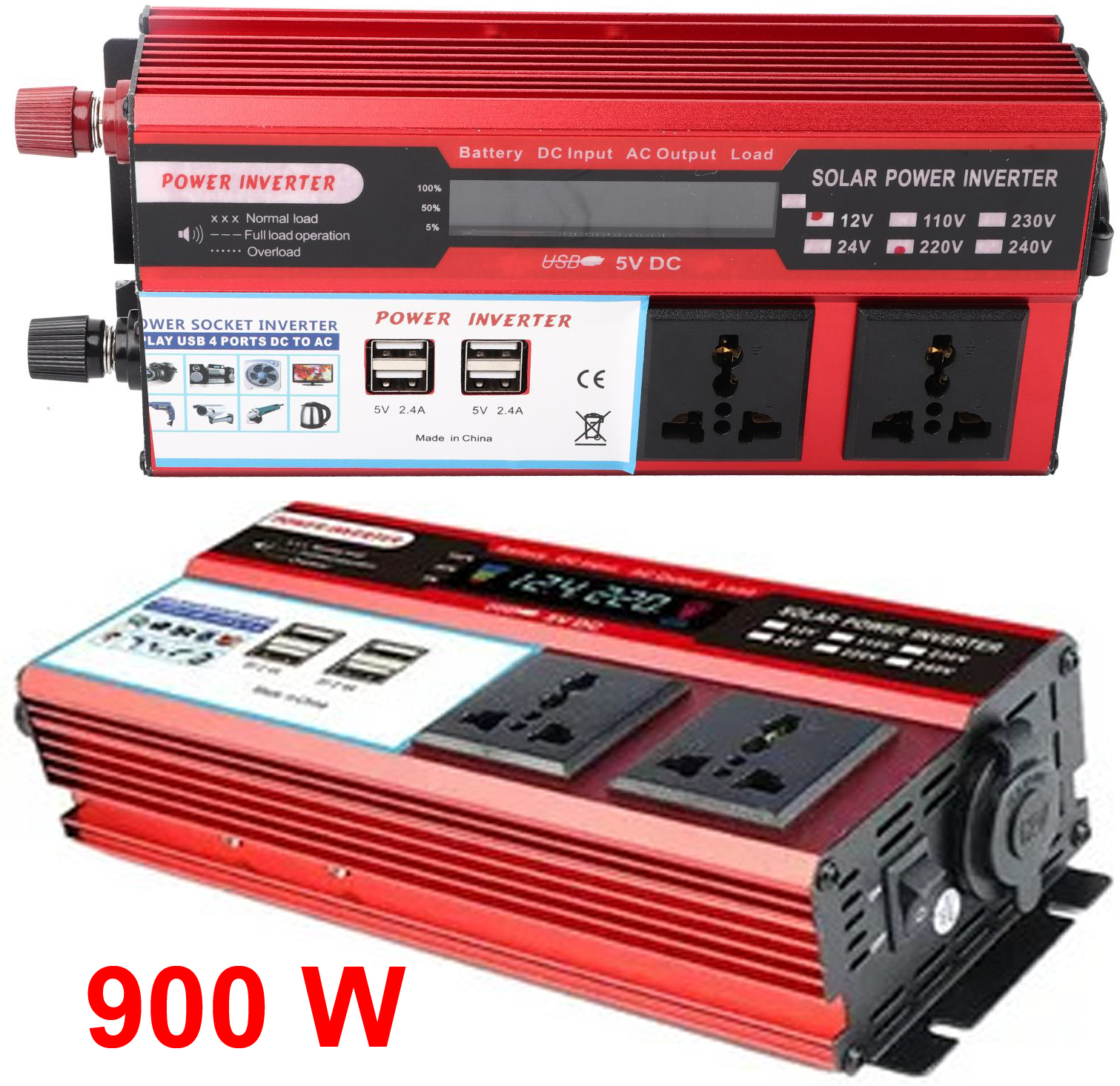   900  24 ->220 SOLAR POWER INVERTOR   .  . 4 USB   .