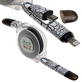 800(2)-R Кабель USB AM - IPhone+MicroUSB рулетка Umi-0002 1m 