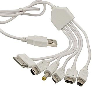 800(6) Универсальный переходник USB-> 6 в 1 microUSB, miniUSB, iPhone4, ipod4, DC 4.0 и старые телефоны 