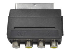 D51a Переходник штекер SCART <=<< 4 гнезда RCA (вход: желтый-видео, черный-звук; выход: красный-видео, белый-звук) 