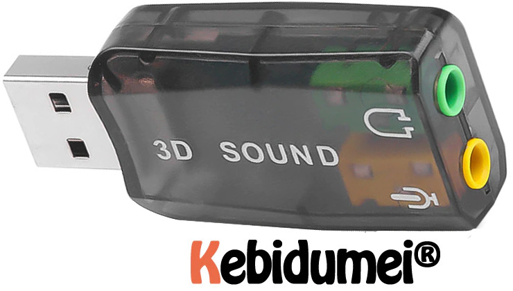 Звуковая карта внешняя USB KEBIDUMEI 3D SOUND Выход наушников, вход микрофона на USB 