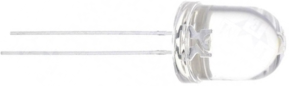 Светодиод 12в 10 мм белый, встроенный резистор. 