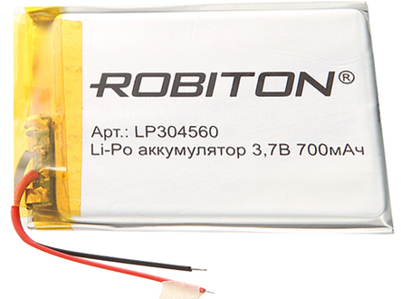 Аккумулятор 3.7В 700mAh ROBITON LP304560 литиево-полимерный размеры 