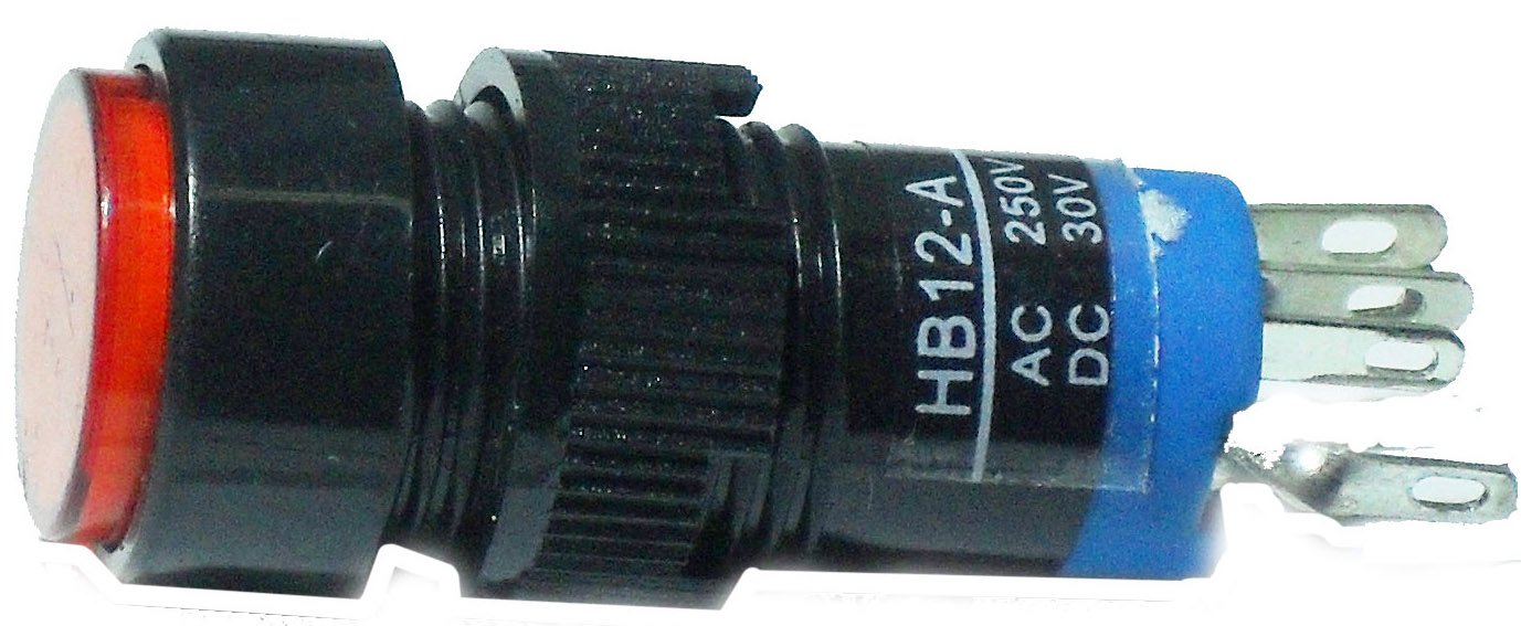 KK54 Переключатель HB12-A on-off с фиксацией (NC/NO) ф=12 мм, 5pin 250в 3а, 