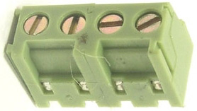G019a Клеммник XY302V-4P на 4 контакта, h=9мм, шаг 3.5 мм 