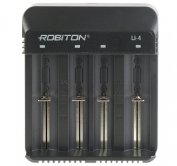 Зарядное устройство ROBITON Li-4 для 1-4 Li-ion аккумулятора 10440, 14500, 16340 (RCR123A), 18650, 26650, 32650, 