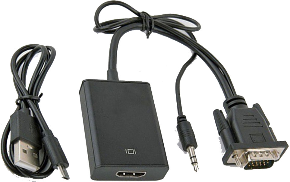 824b Адаптер-переходник VGA(п)->HDMI с кабелем, питание 5v microUSB+AUX