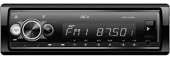 Авто MP3 ACV AVS-916BW 4x50Вт/ BT/ USB/ SD/ AUX/ FM/ 4RCA белая подсветка