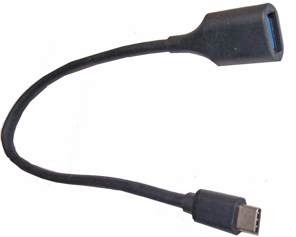 D77e Переходник гн. USB AF >=> шт. Type-C, OTG гибкий 0.3м, 