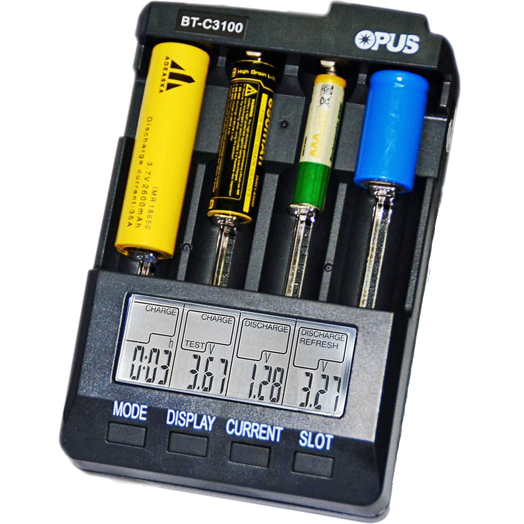 Зарядное устройство OPUS BT-C3100 v2.2 универсальное, под все аккумуляторы 1,2-4,2v, с установкой тока заряда, тестером ёмкости, контроллером напряжения 