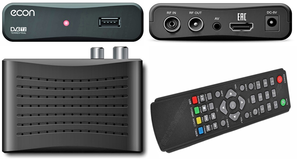 Цифровой ТВ-тюнер ECON DTE-105 DVB-T2, БЕЗ ШНУРОВ! подключение через HDMI