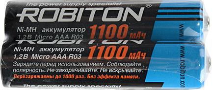Аккумуляторы AAA (R3) 1100mAh 1.2v NiMh ROBITON, цена за пару, 